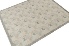 Rug & Kilim’s Scandinavian Style Kilim in Gray and Blue Geometric Pattern
