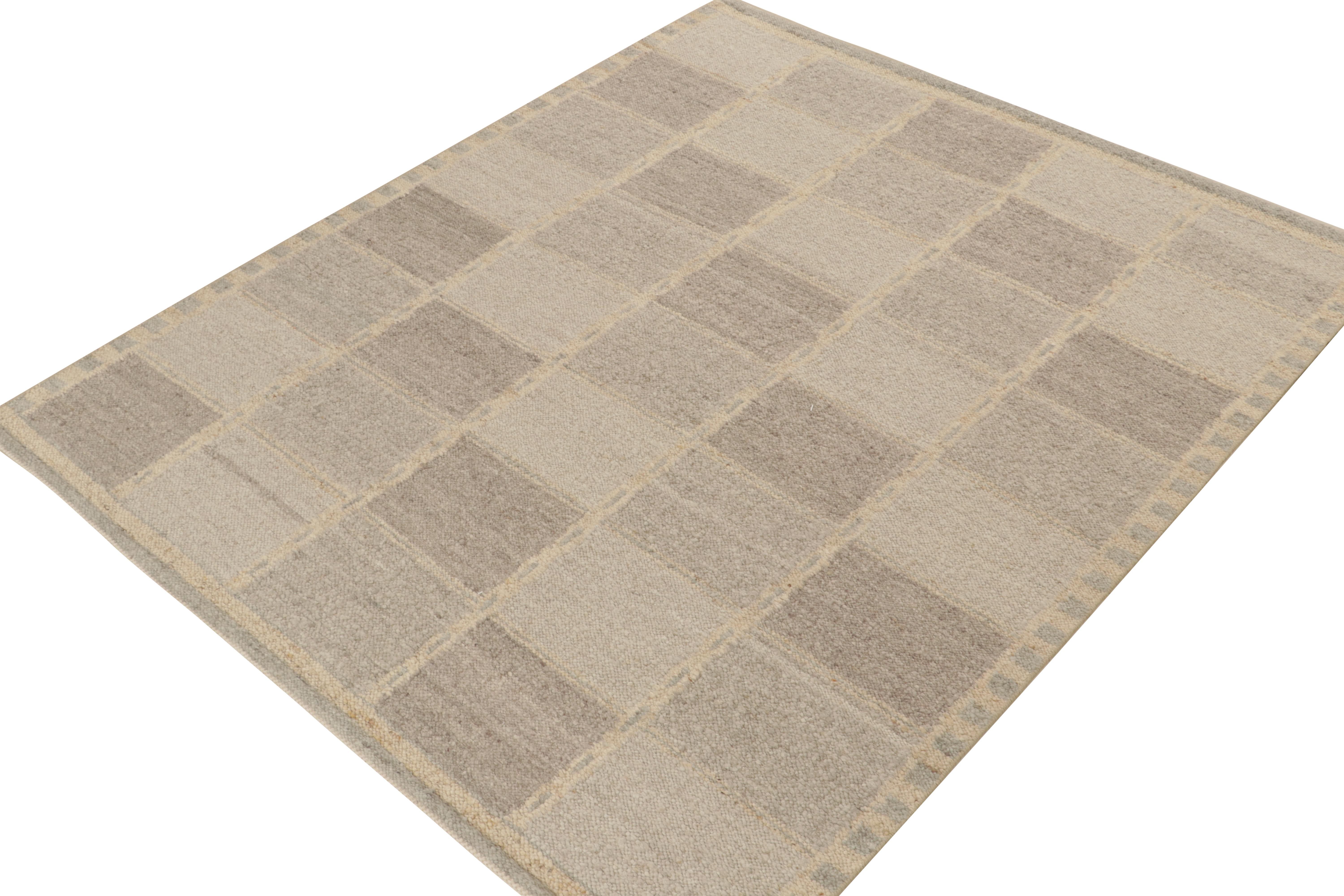 A smart 8x11 Swedish style kilim rug from the new texture in our award-winning Scandinavian flat weave collection. Handwoven in wool and cotton. 

Further On the Design: 

Our “Nu” flat weave enjoys a boucle-like texture of blended yarns, and a