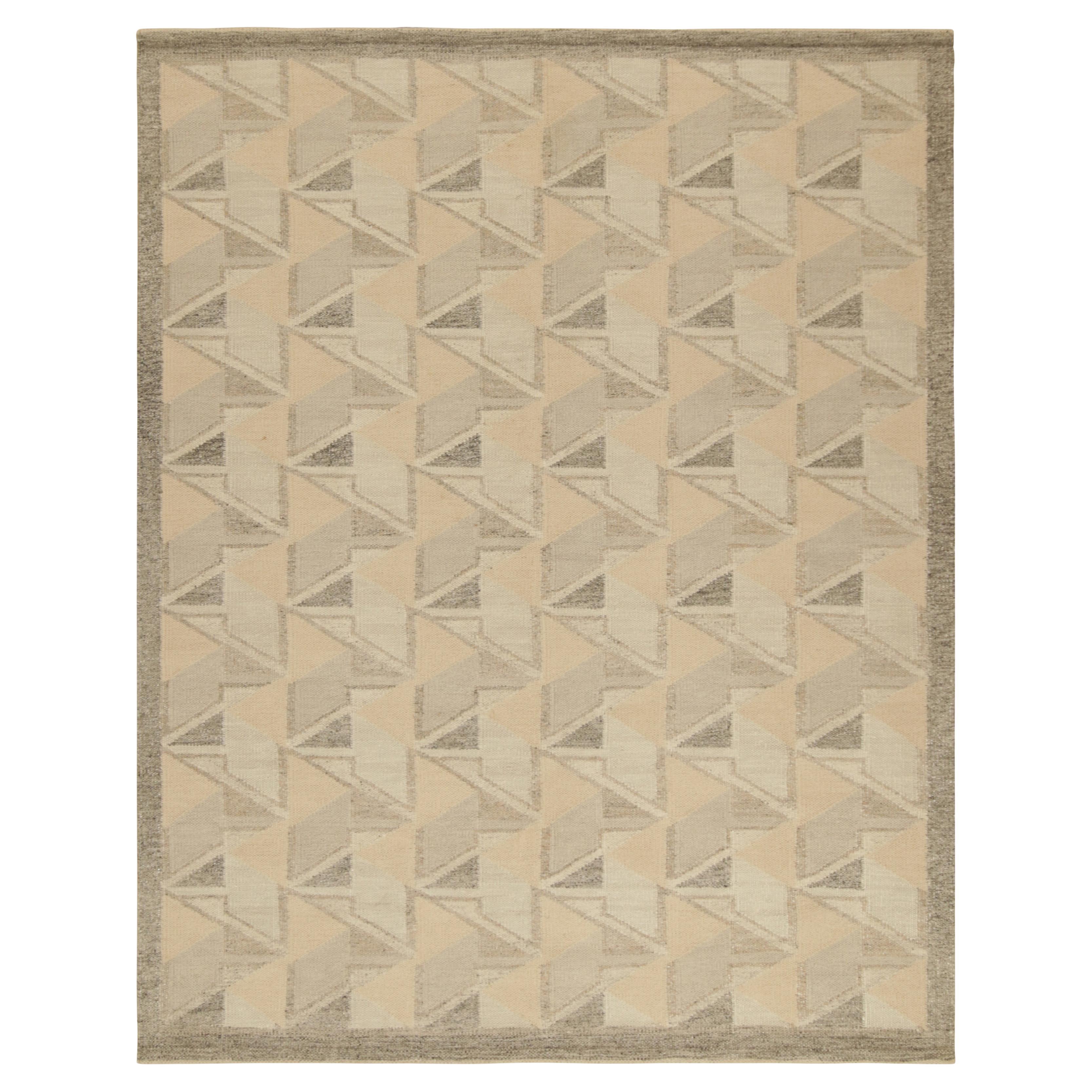 Rug and Kilim’s Scandinavian Style Pile Rug in Blue and Gray Geometric