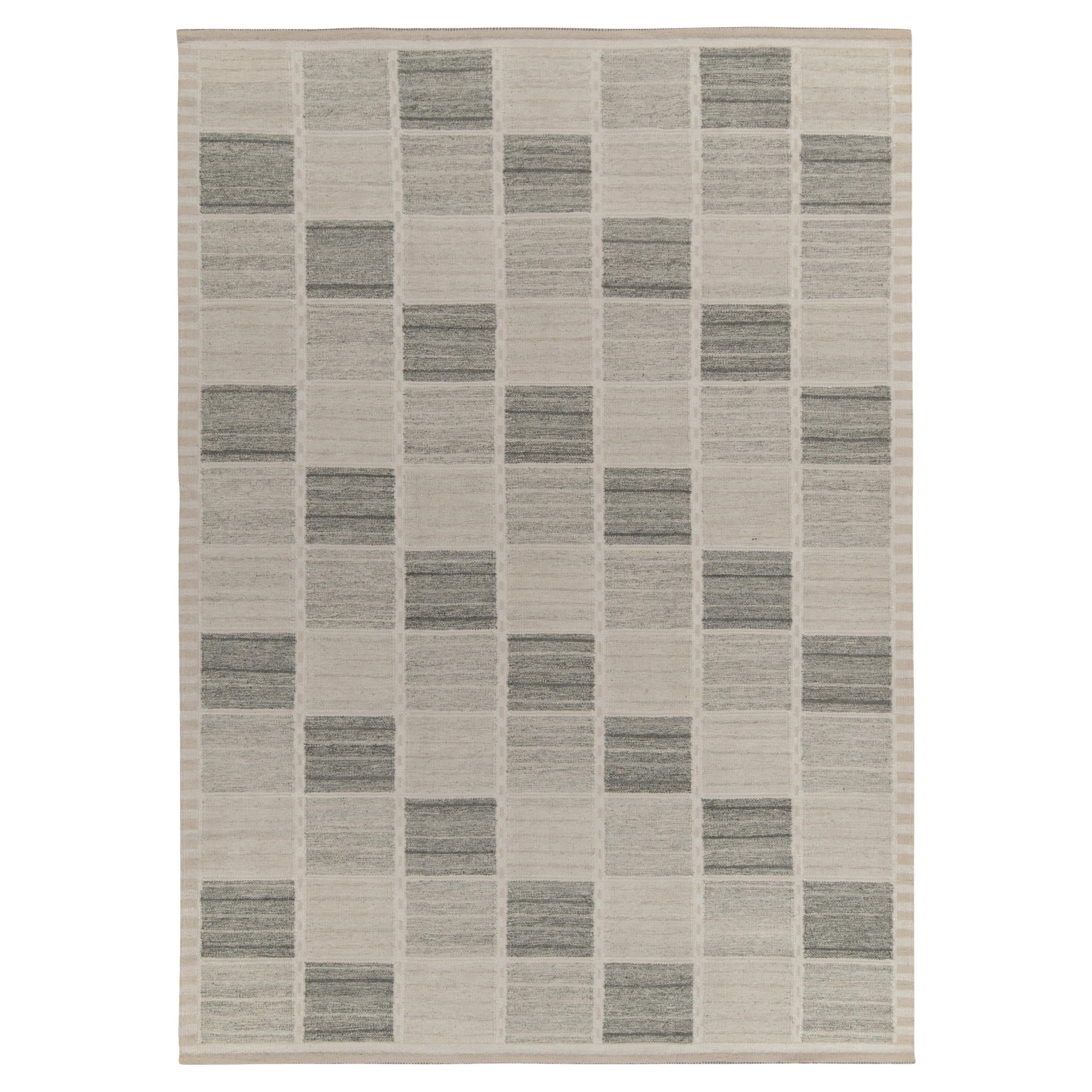 Kilim de style scandinave de Rug & Kilim à motif géométrique gris et blanc