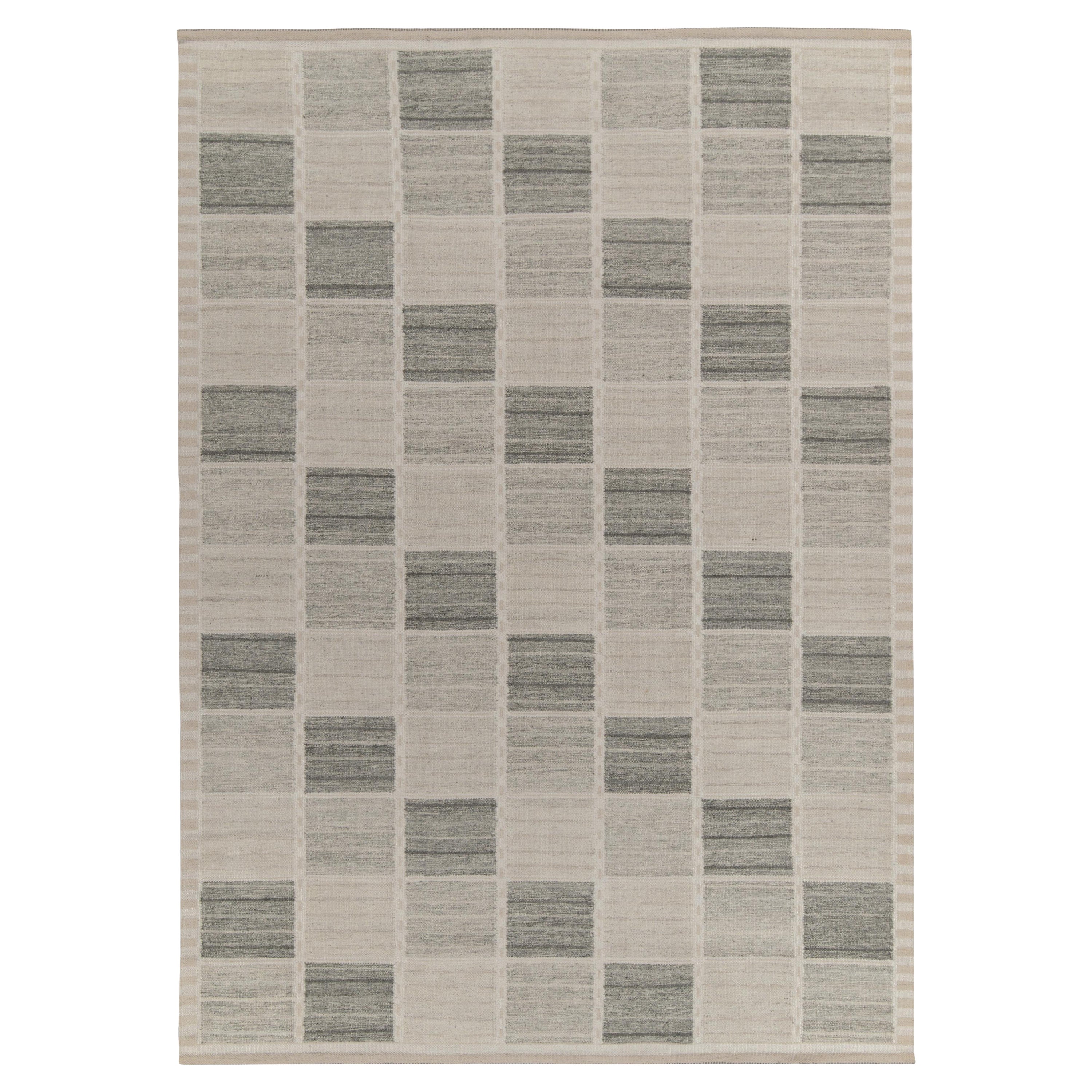 Kilim de style scandinave de Rug & Kilim à motif géométrique gris et blanc