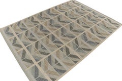 Rug & Kilim’s Scandinavian Style Kilim in Grey, Beige and Blue Chevron Patterns