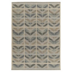 Teppich & Kilims Skandinavischer Stil Kelim in Grau, Beige und Blau mit Chevron-Muster