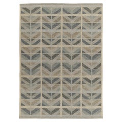 Tapis & Kilims Kilim de style scandinave en motifs de chevrons gris, beiges et bleus