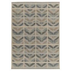 Rug & Kilim’s Scandinavian Style Kilim in Grey, Beige and Blue Chevron Patterns