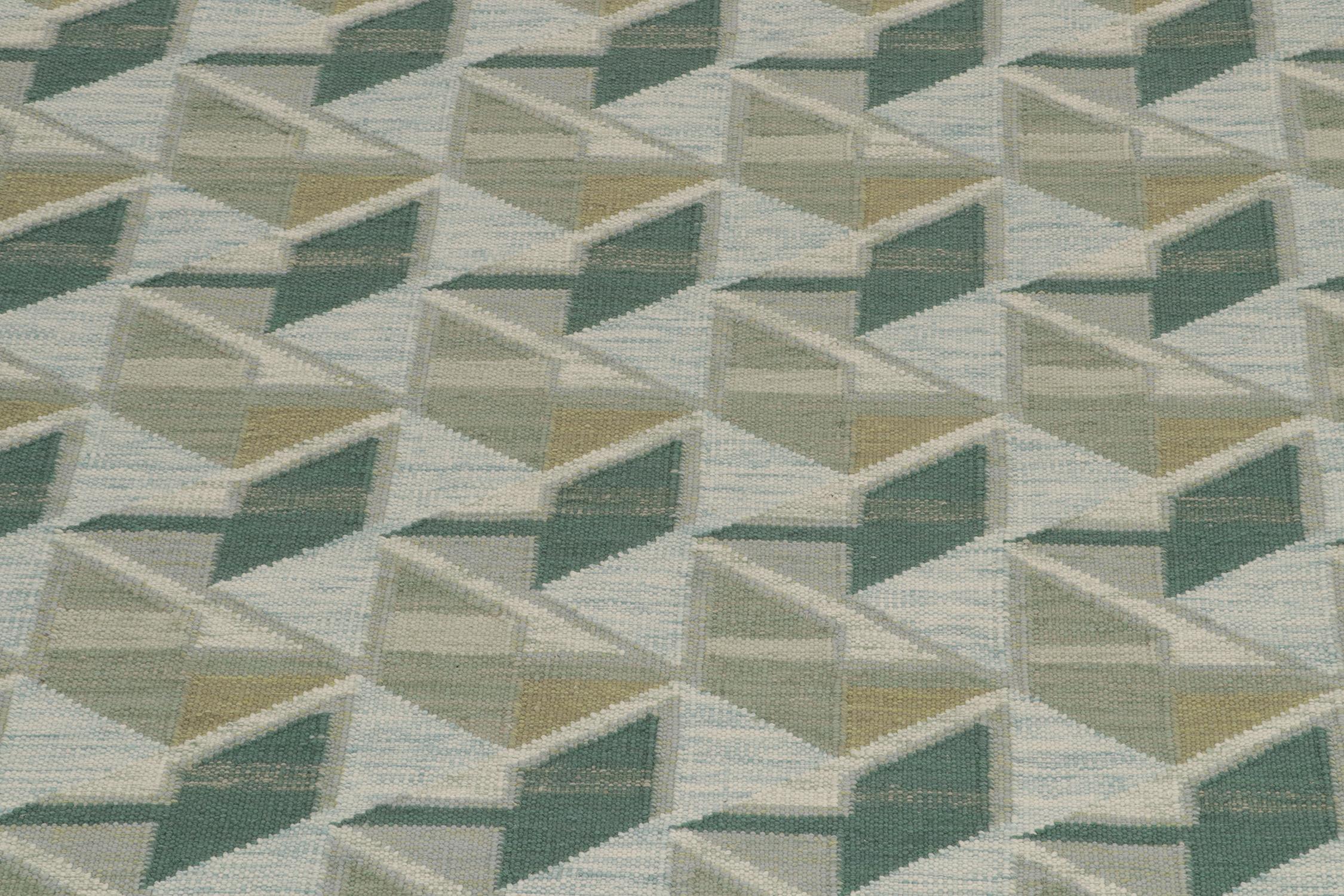 Rug & Kilim's Scandinavian Style Kilim in Gray, Beige and Blue Geometric Pattern (Kilim de style scandinave à motif géométrique gris, beige et bleu) Neuf - En vente à Long Island City, NY