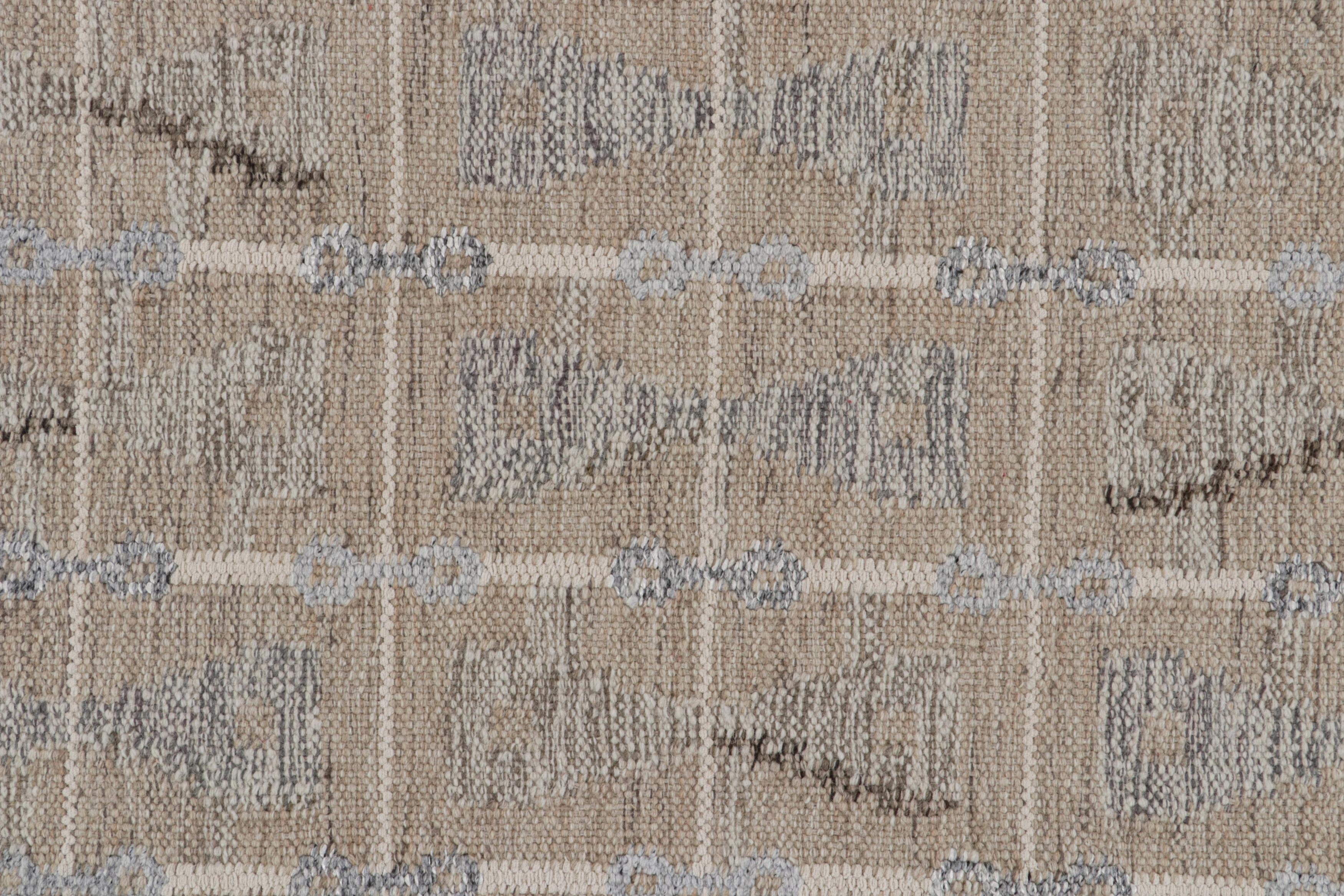Rug & Kilim's Scandinavian Style Kilim in Gray & Beige Geometric Patterns (Kilim de style scandinave à motifs géométriques gris et beige) Neuf - En vente à Long Island City, NY