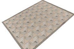 Rug & Kilim’s Scandinavian Style Kilim in Gray, White & Blue Geometric Patterns