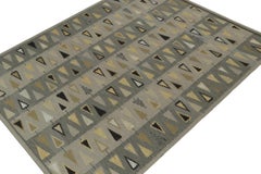 Rug & Kilim’s Scandinavian Style Kilim in Gray with Gold Geometric Pattern