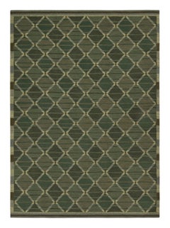 Rug & Kilim’s Scandinavian Style Kilim in Green, Blue, Beige-Brown Patterns