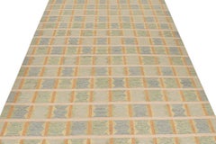 Rug & Kilim’s Scandinavian Style Kilim in Green, Blue & Orange Geometric Pattern