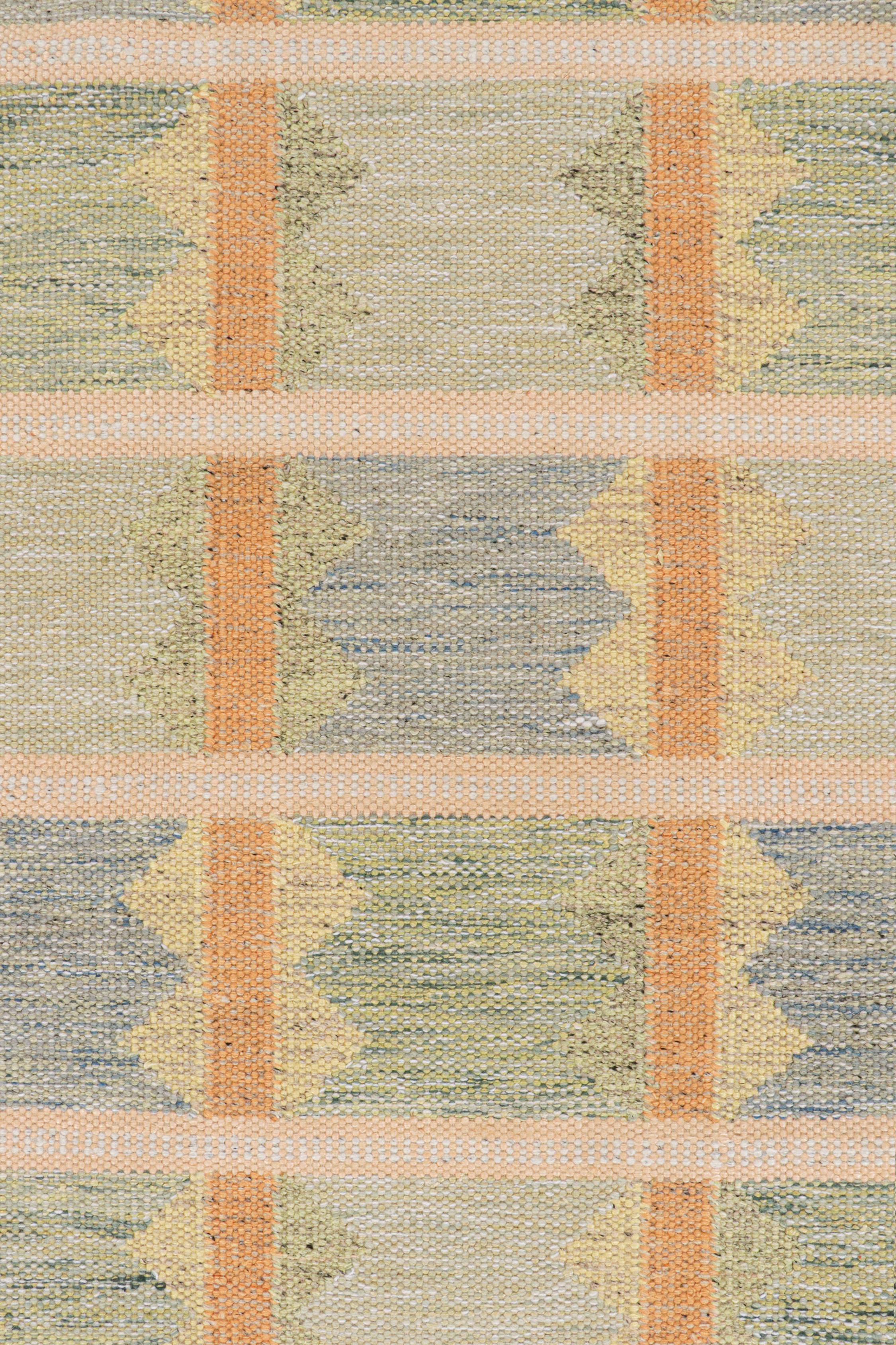 Kilim de style scandinave de Rug & Kilim à motif géométrique vert, bleu et orange Neuf - En vente à Long Island City, NY