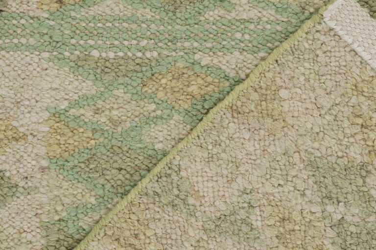 Rug and Kilim’s Scandinavian Style Kilim in Green, Gold and Cream