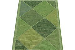 Rug & Kilim’s Scandinavian Style Kilim in Green High-and-Low Diamond Patterns