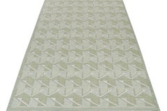 Rug & Kilim’s Scandinavian Style Kilim in Green with Geometric Patterns