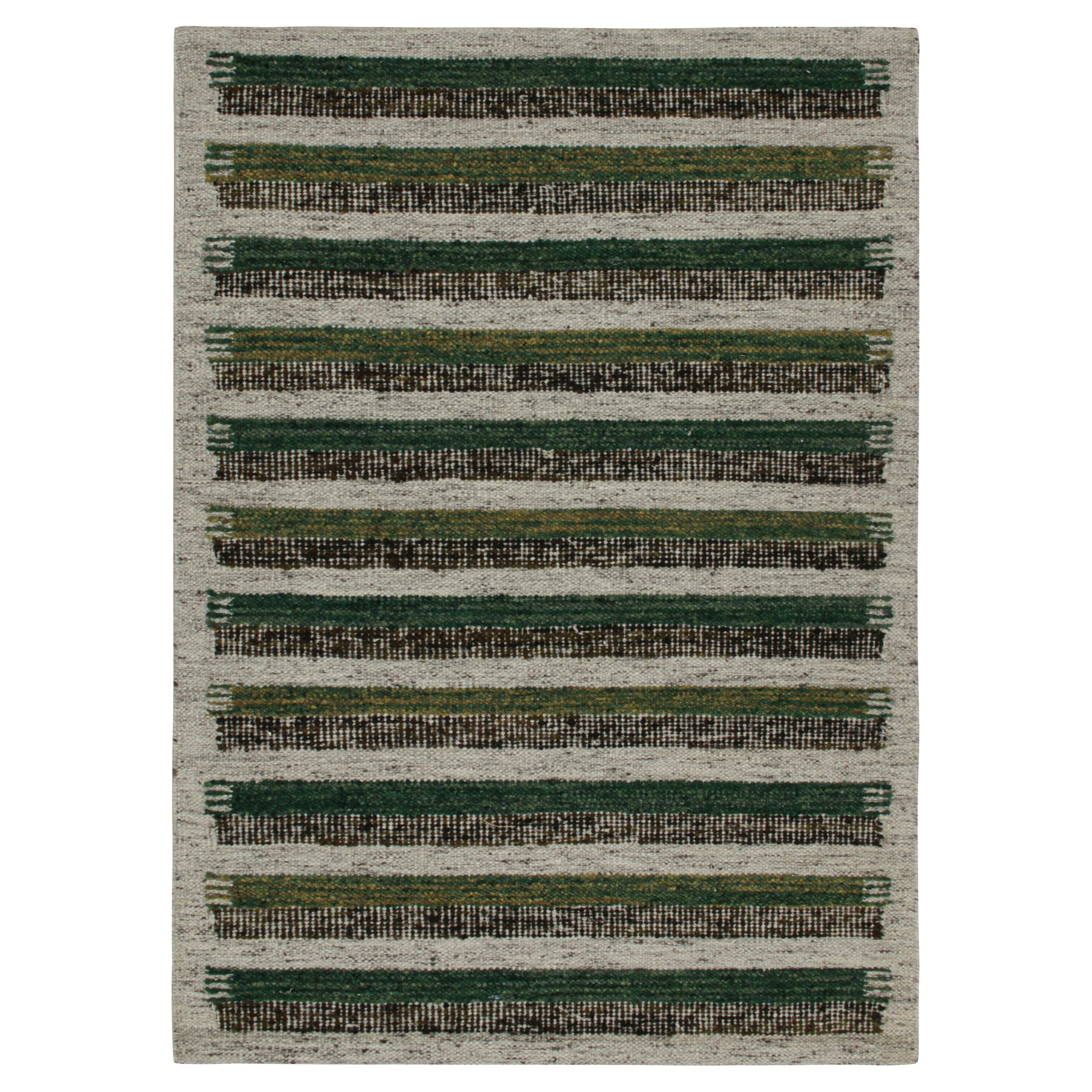 Rug & Kilim's skandinavischer Stil Kilim in Greige & Grün Mustern