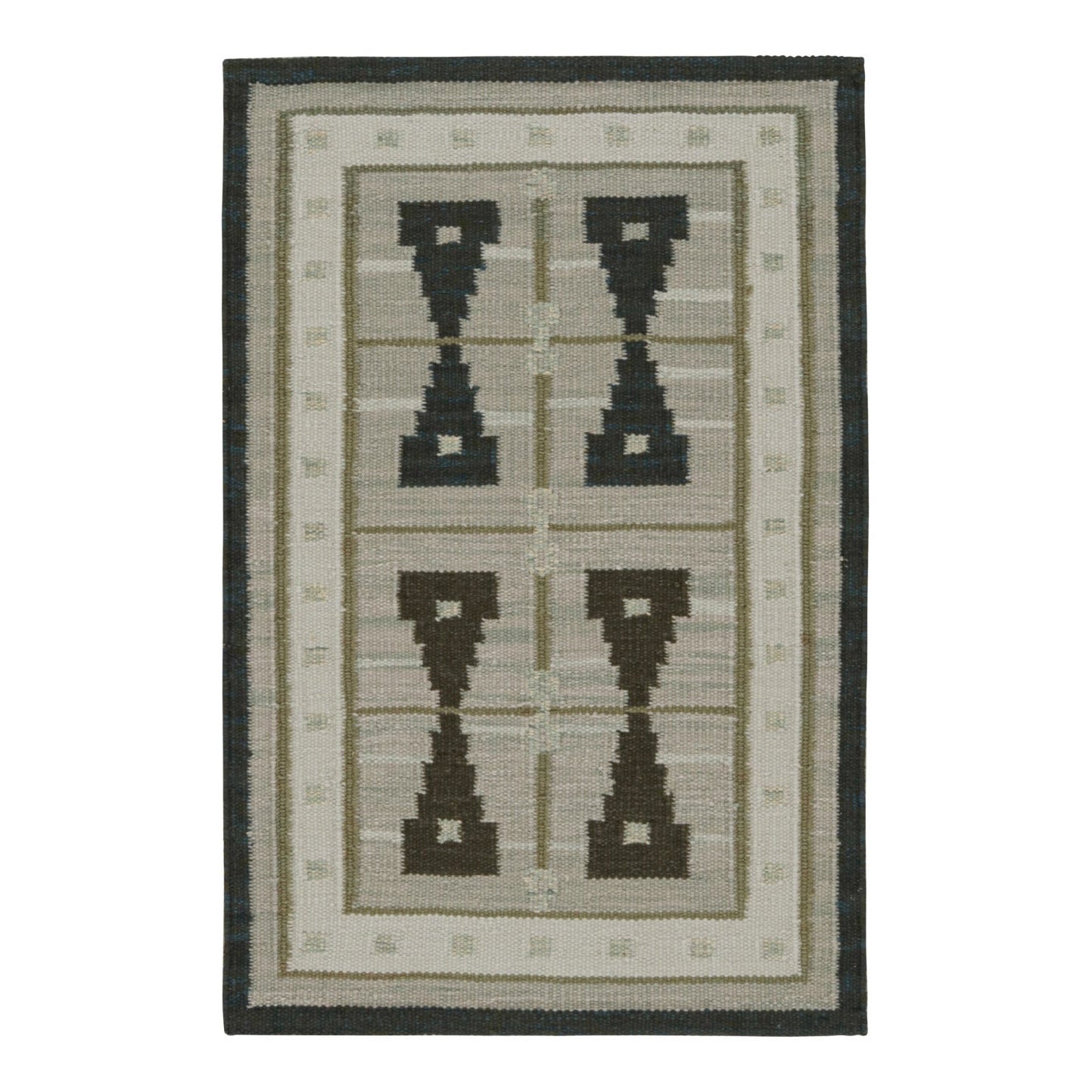 Rug & Kilim in stile scandinavo con motivi grigi, marroni e neri