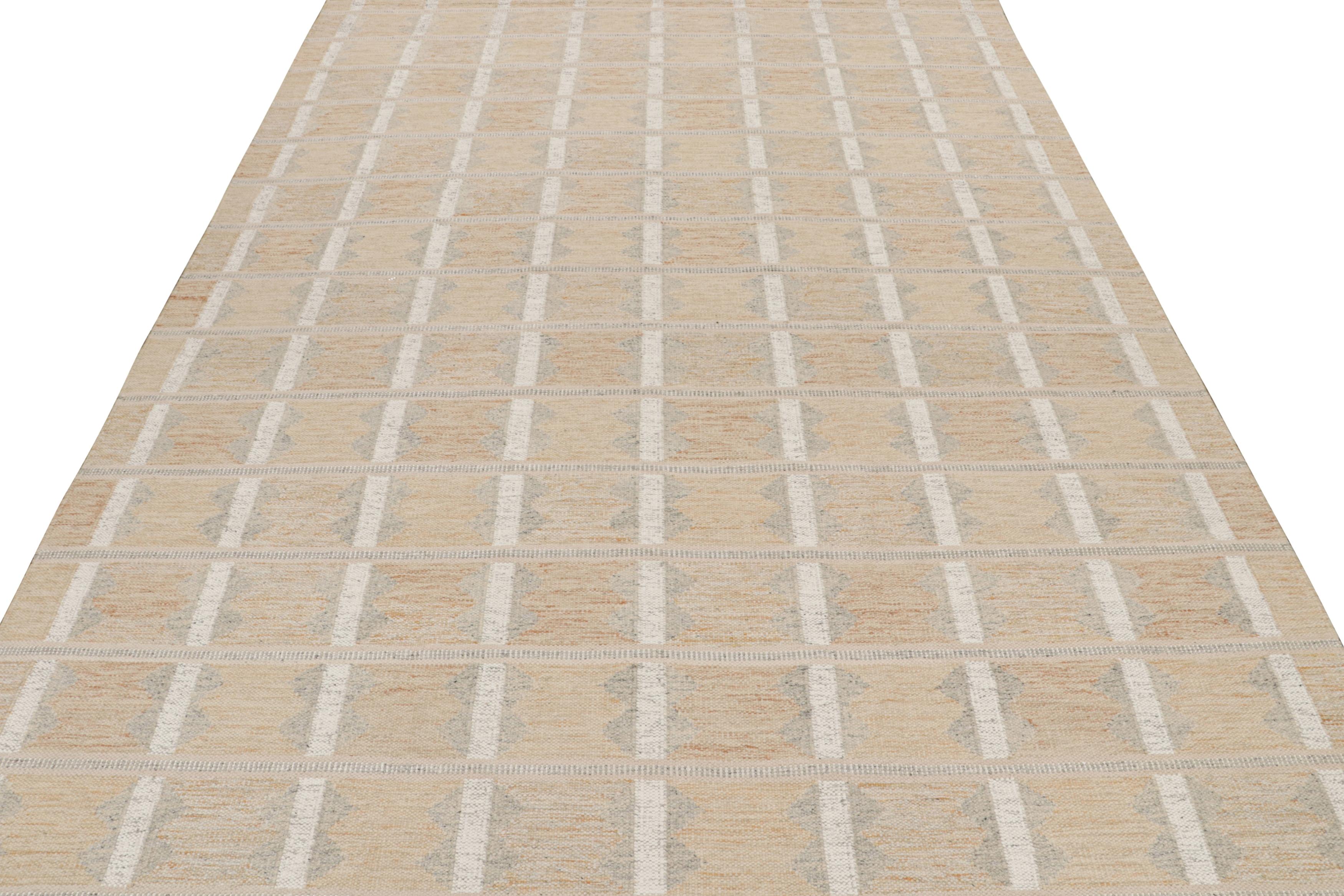Rug & Kilim's skandinavischer Stil Kilim in Elfenbein & Off-White Geometrisch gemustert (Moderne) im Angebot