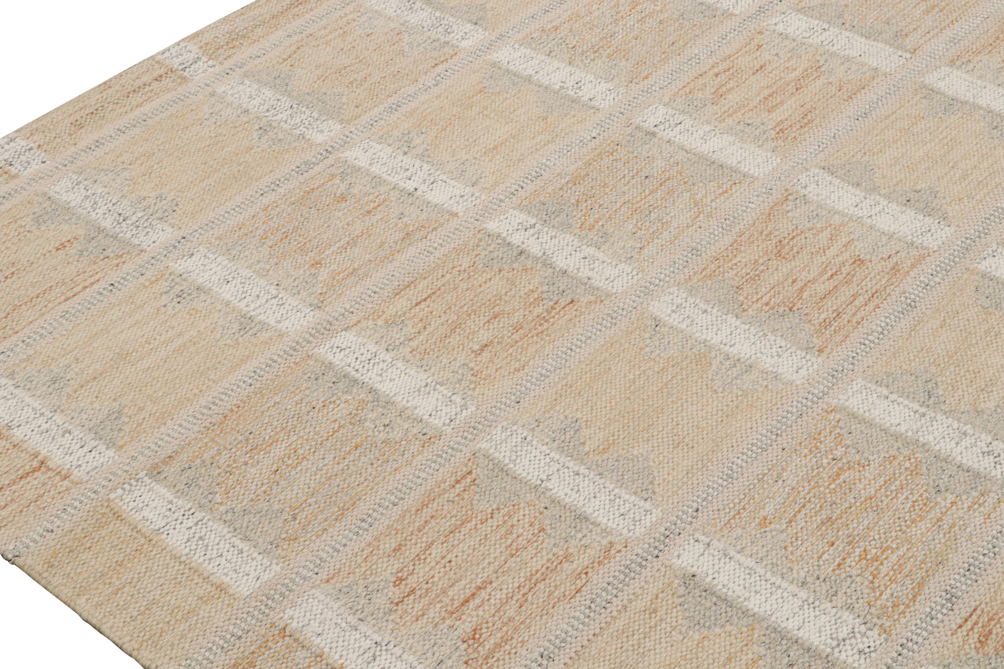 Kilim de estilo escandinavo de Rug & Kilim con motivos geométricos en marfil y blanco roto Tejido a mano en venta