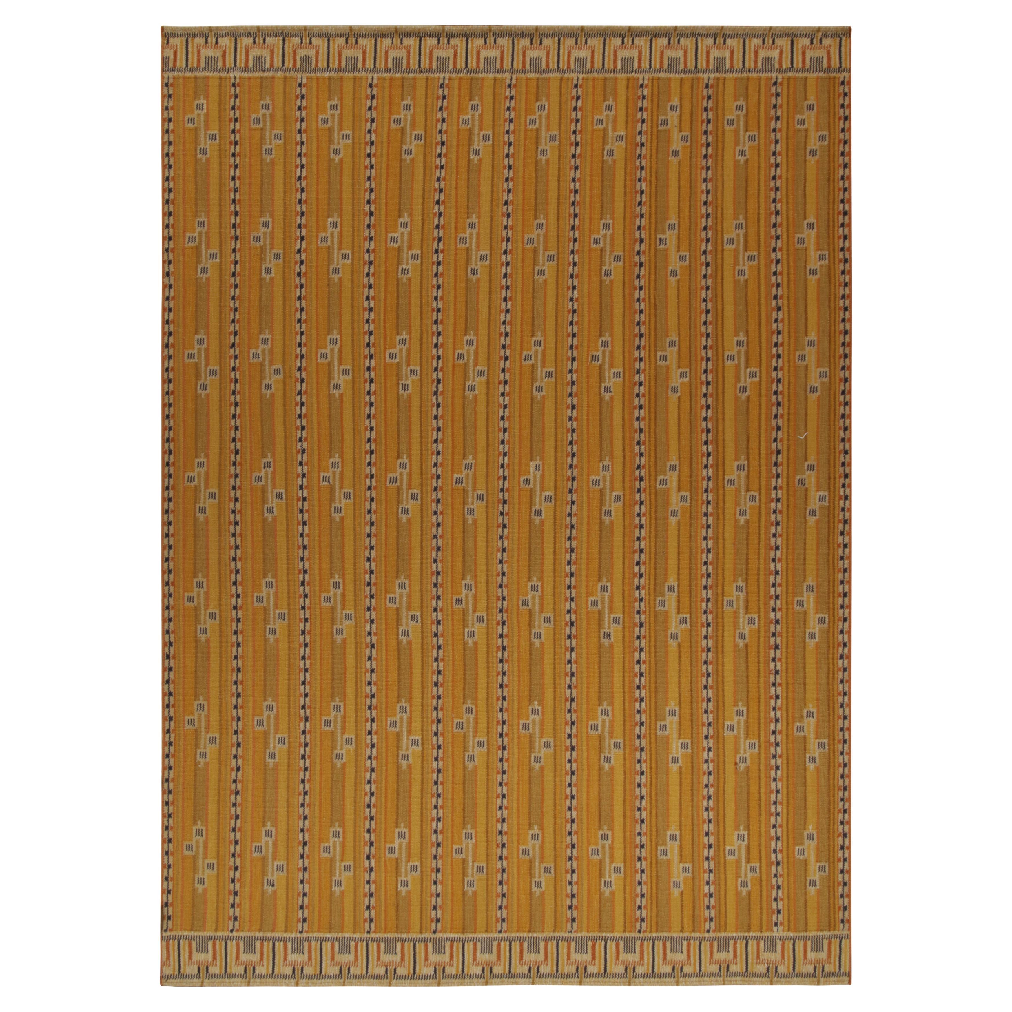 Rug 
Kilim’s Scandinavian Style Kilim in Ochre with Black Geometric Patterns