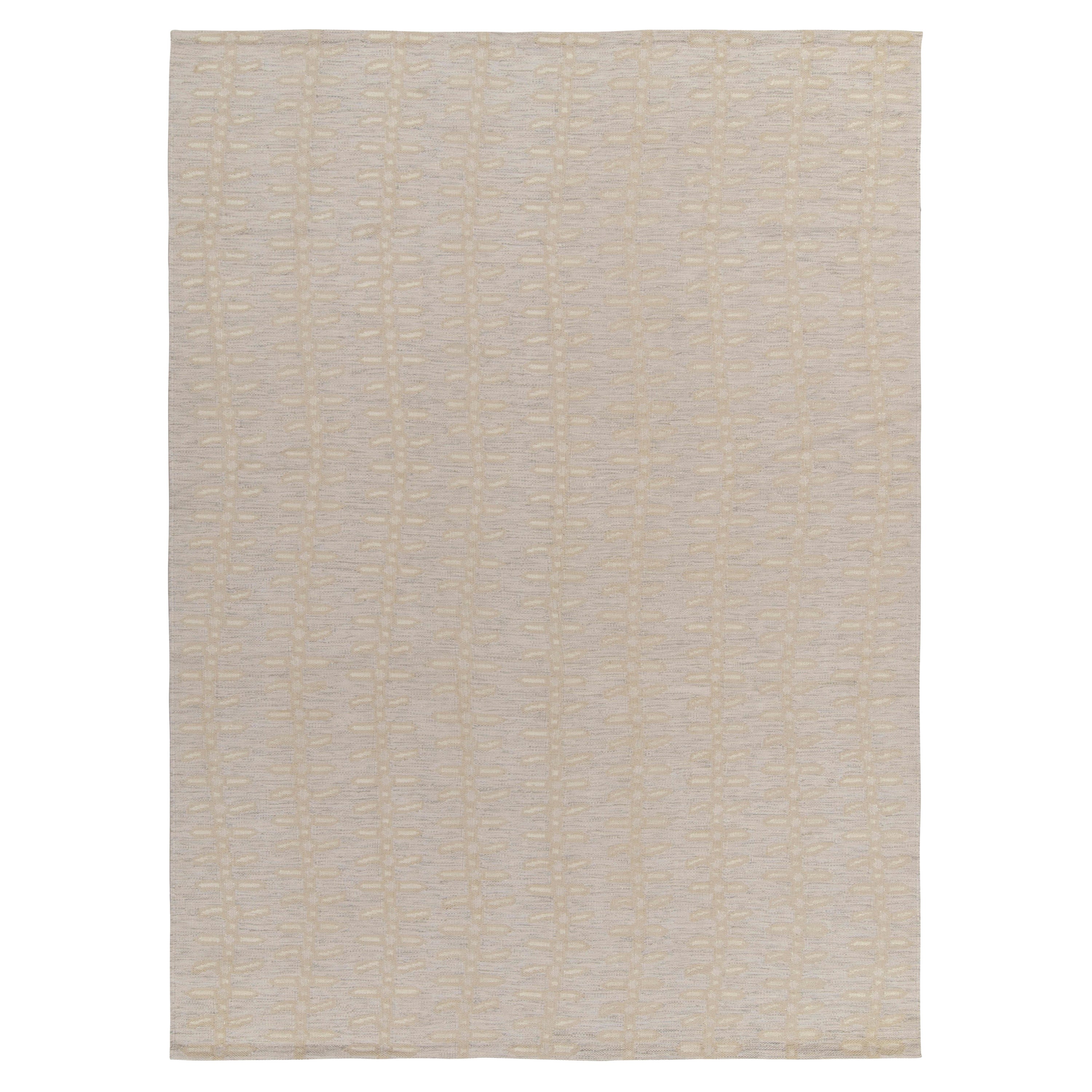 Tapis &amp; Kilims Kilim de style scandinave en motifs blanc cassé, gris et beige en vente