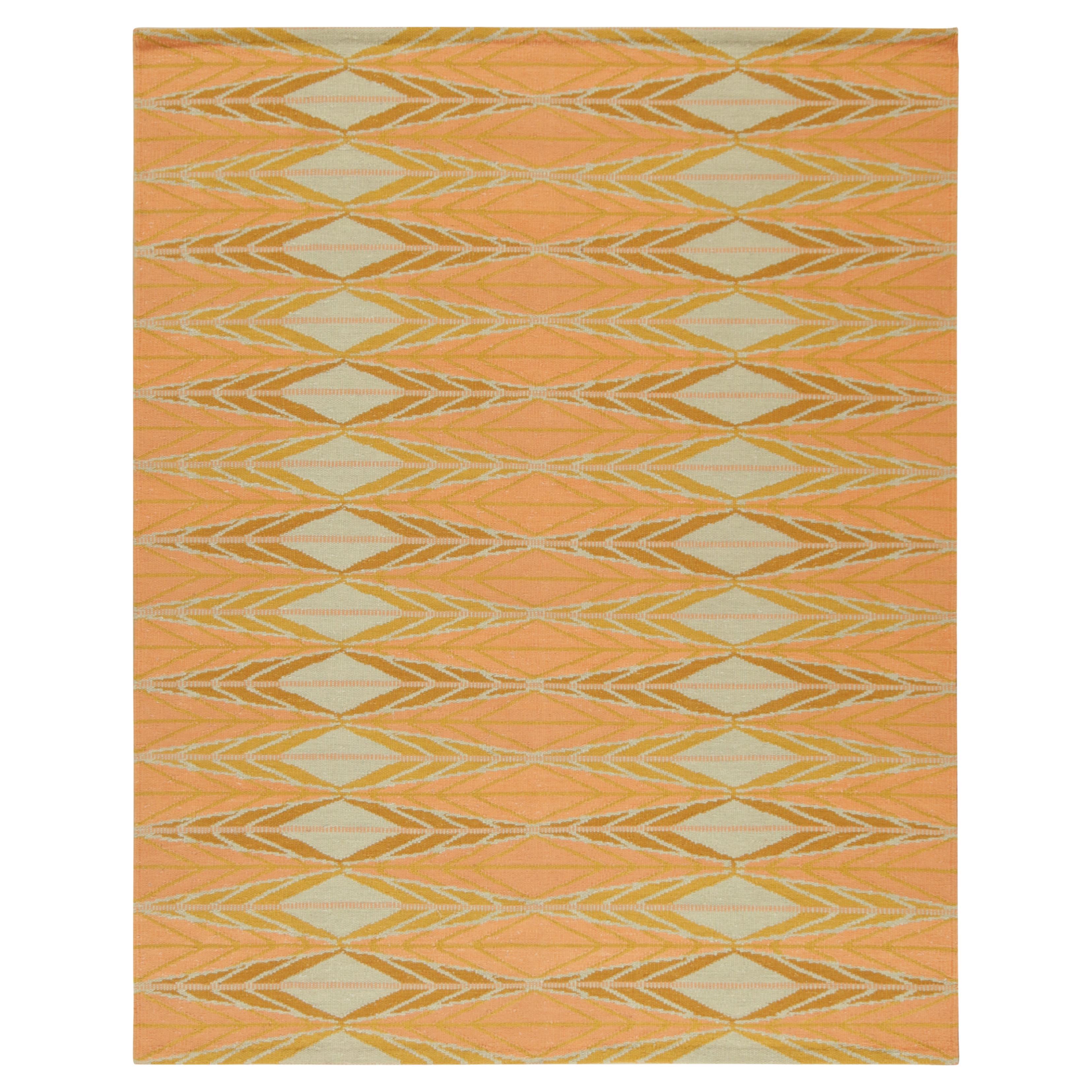 Rug and Kilim’s Scandinavian Style Kilim in Green, Blue and Orange