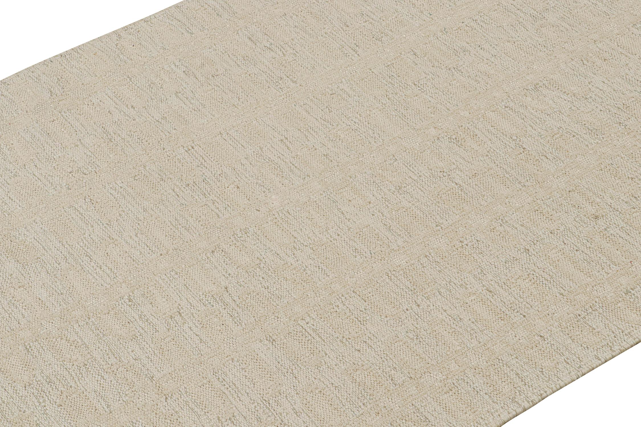 Indiano Rug & Kilim: Kilim in stile scandinavo in bianco perla con motivo floreale in vendita