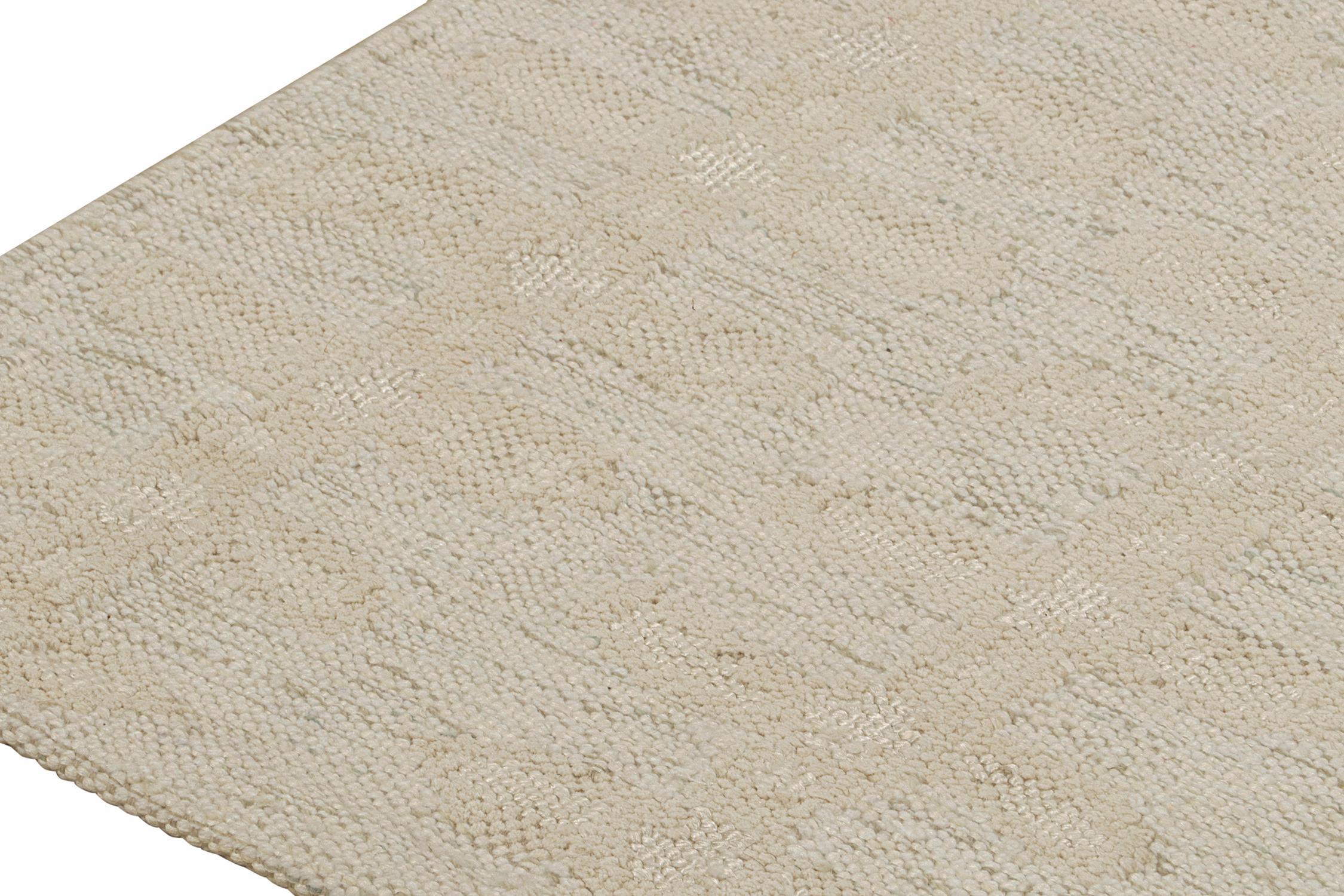 Hand-Knotted Rug & Kilim’s Scandinavian Style Kilim in Pearl White with Floral Pattern For Sale