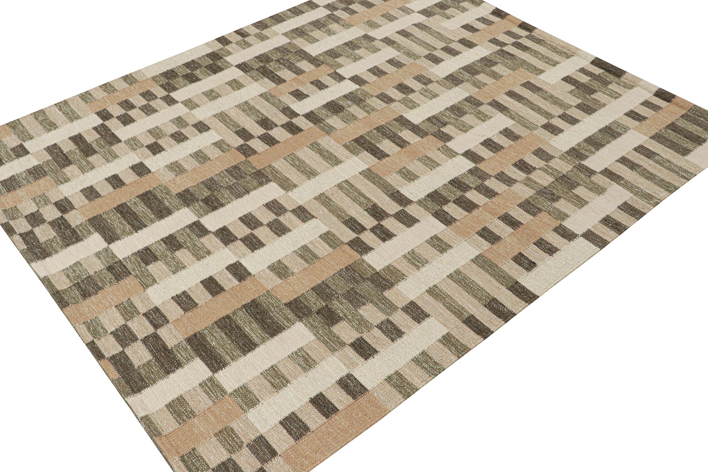 Modern Rug & Kilim’s Scandinavian style Kilim in Polychromatic Geometric Patterns For Sale