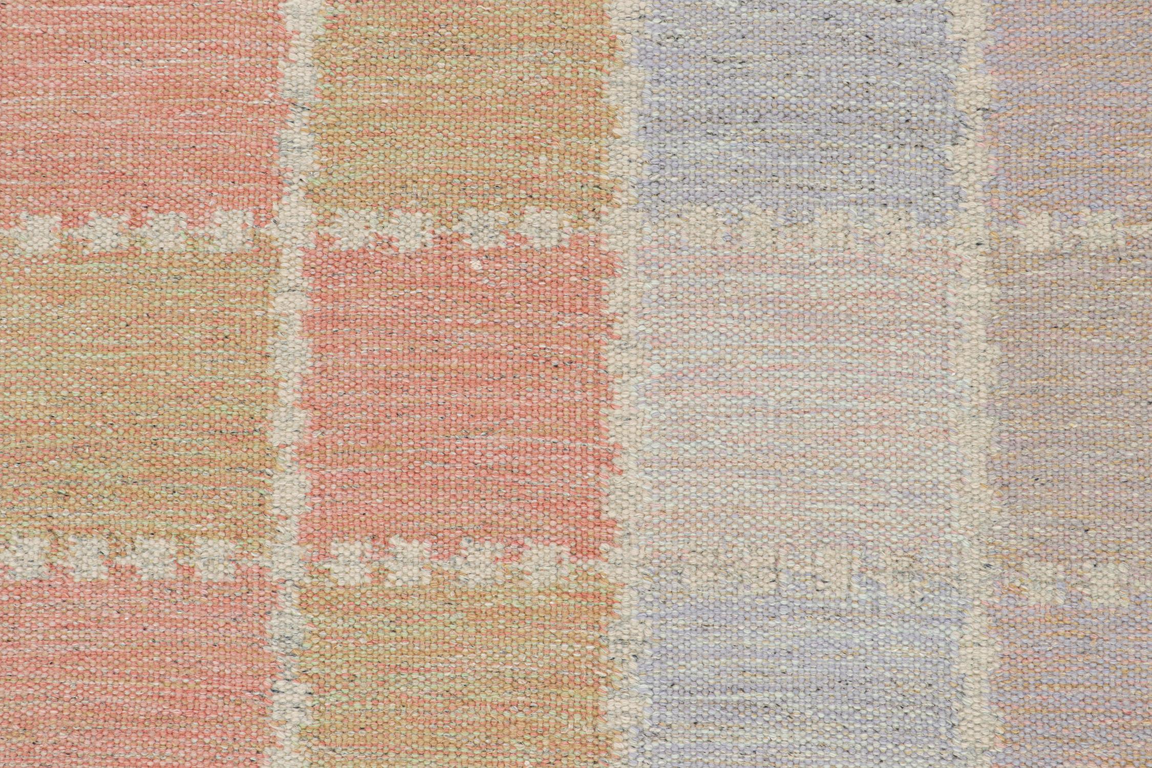 Indian Rug & Kilim’s Scandinavian Style Kilim in Polychromatic Geometric Patterns For Sale