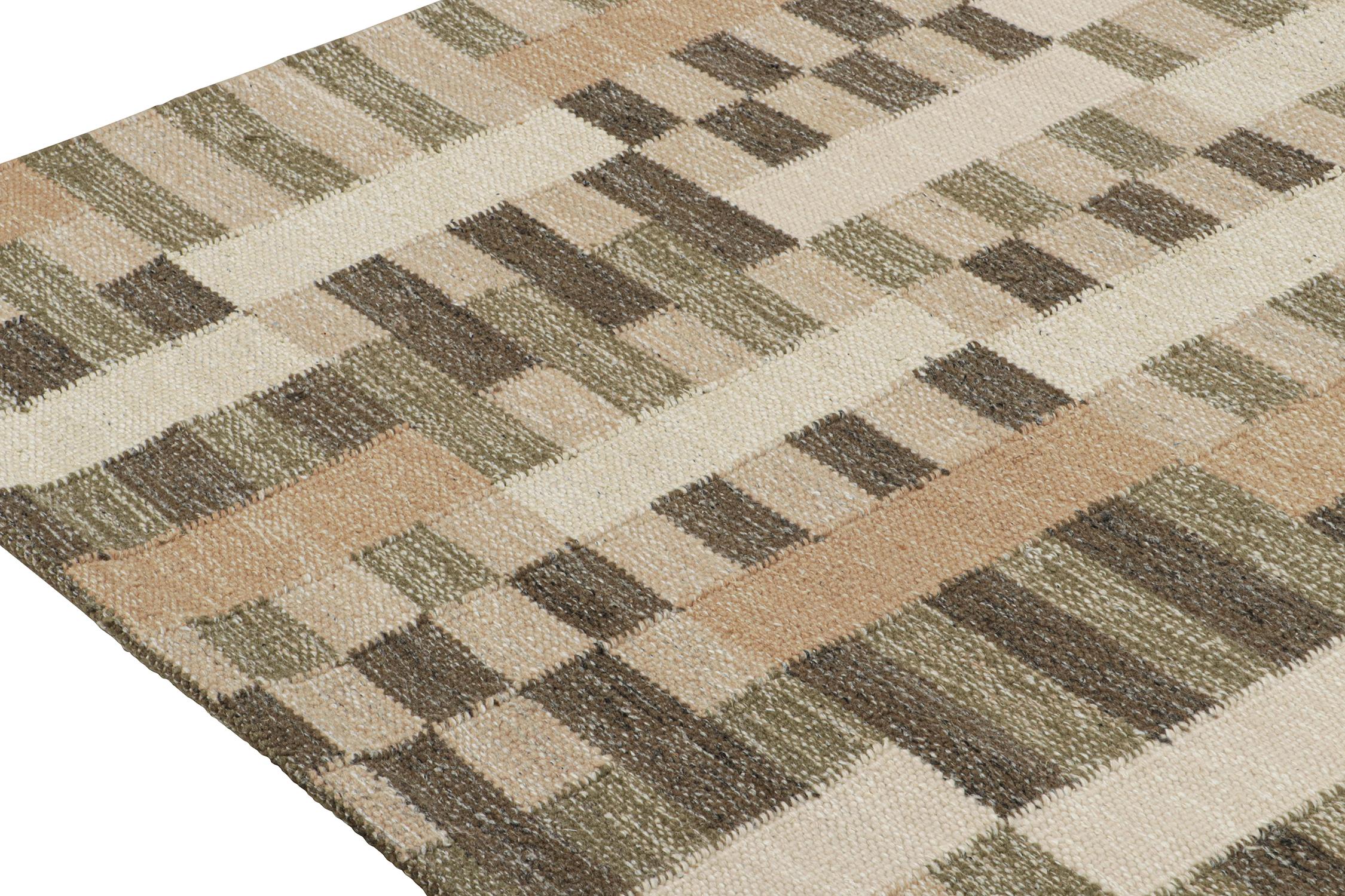 Hand-Knotted Rug & Kilim’s Scandinavian style Kilim in Polychromatic Geometric Patterns For Sale