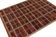 Rug & Kilim’s Scandinavian Style Kilim in Red, Ochre and Gray Geometric Pattern
