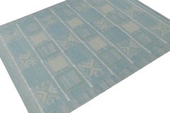 Rug & Kilim’s Scandinavian Style Kilim in Seafoam, Teal & Gray Geometric Pattern