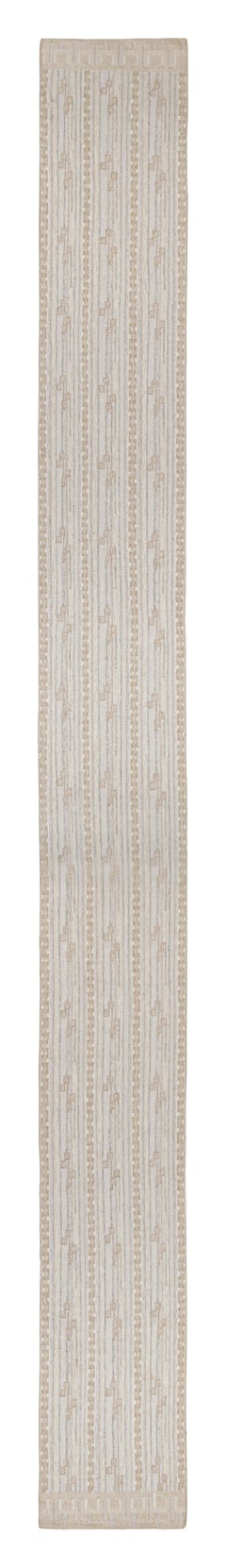 Rug & Kilim’s Scandinavian Style Kilim in Silver with Geometric Patterns