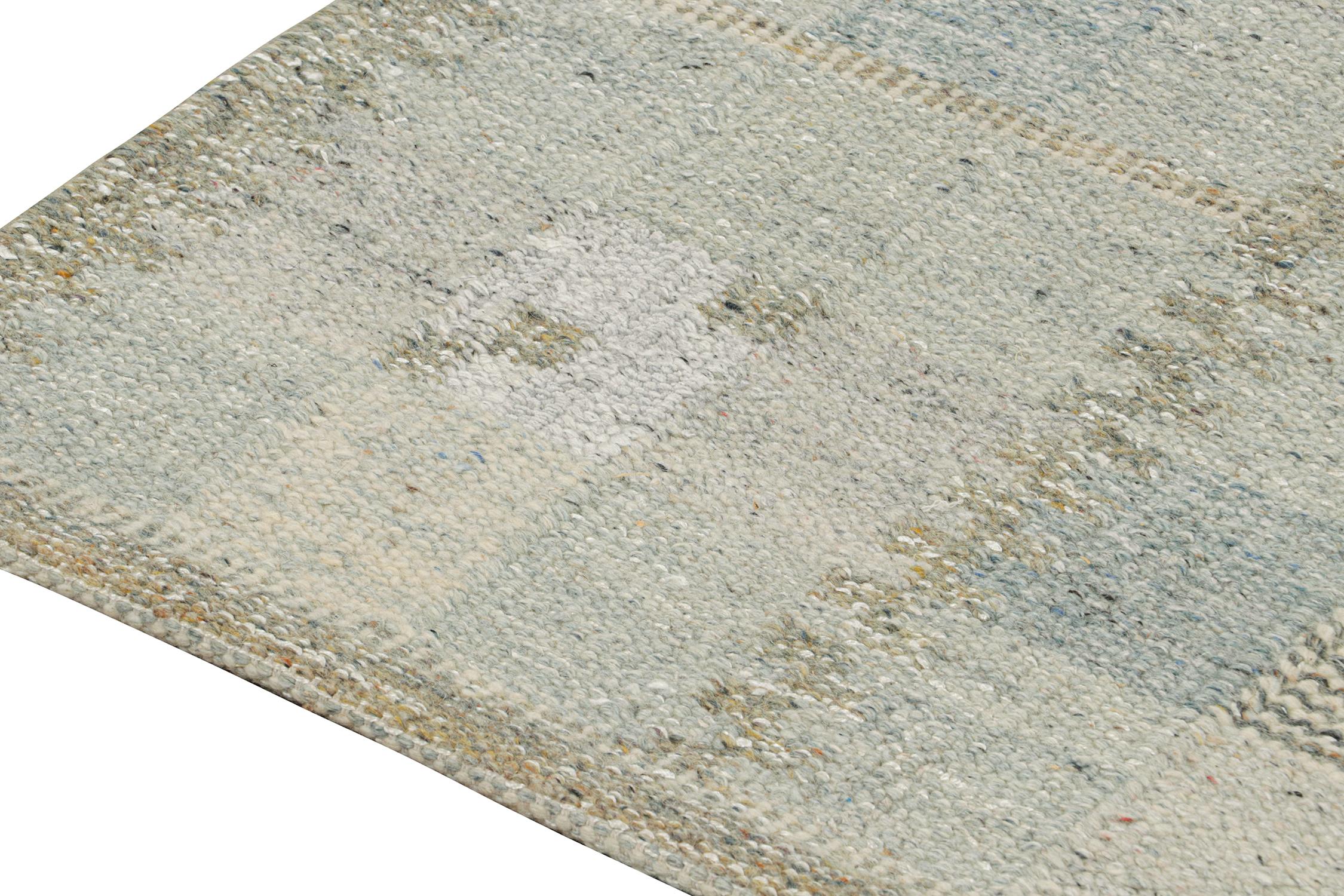 Hand-Knotted Rug & Kilim’s Scandinavian style Kilim in Sky Blue with Geometric Pattern For Sale