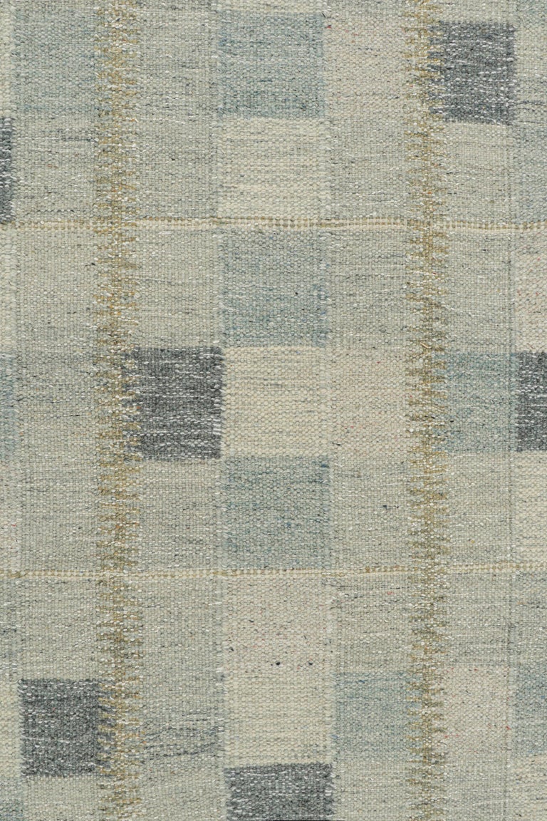 Rug and Kilim’s Scandinavian style Kilim in Sky Blue with Geometric