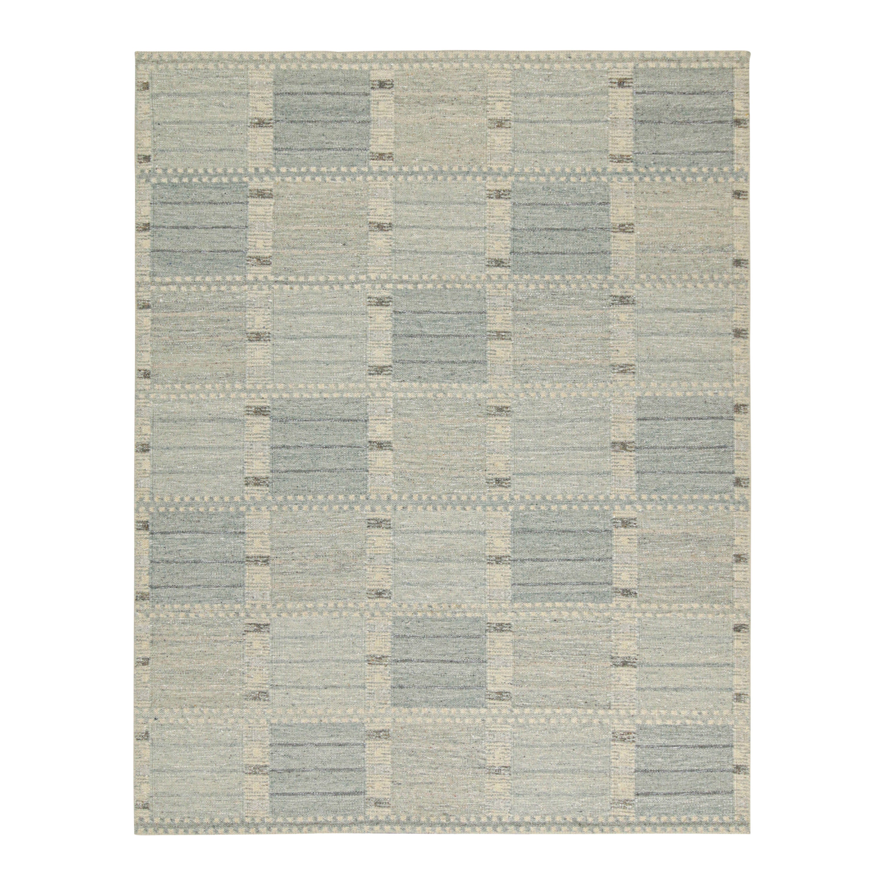 Rug & Kilim’s Scandinavian style Kilim in Sky Blue with Geometric Pattern
