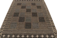 Rug & Kilim's skandinavischer Stil Kilim in Schiefer & Beige-Braun Geometrisches Muster