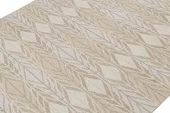 Rug & Kilim’s Scandinavian Style Kilim in Taupe and White Geometric Pattern