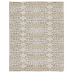 Skandinavischer Kilim von Rug & Kilim mit geometrischem Muster in Taupe und Weiß