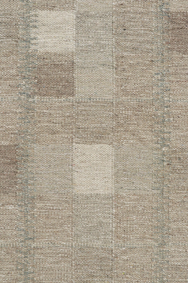 Rug and Kilim’s Scandinavian Style Kilim in Taupe and Gray Geometric ...