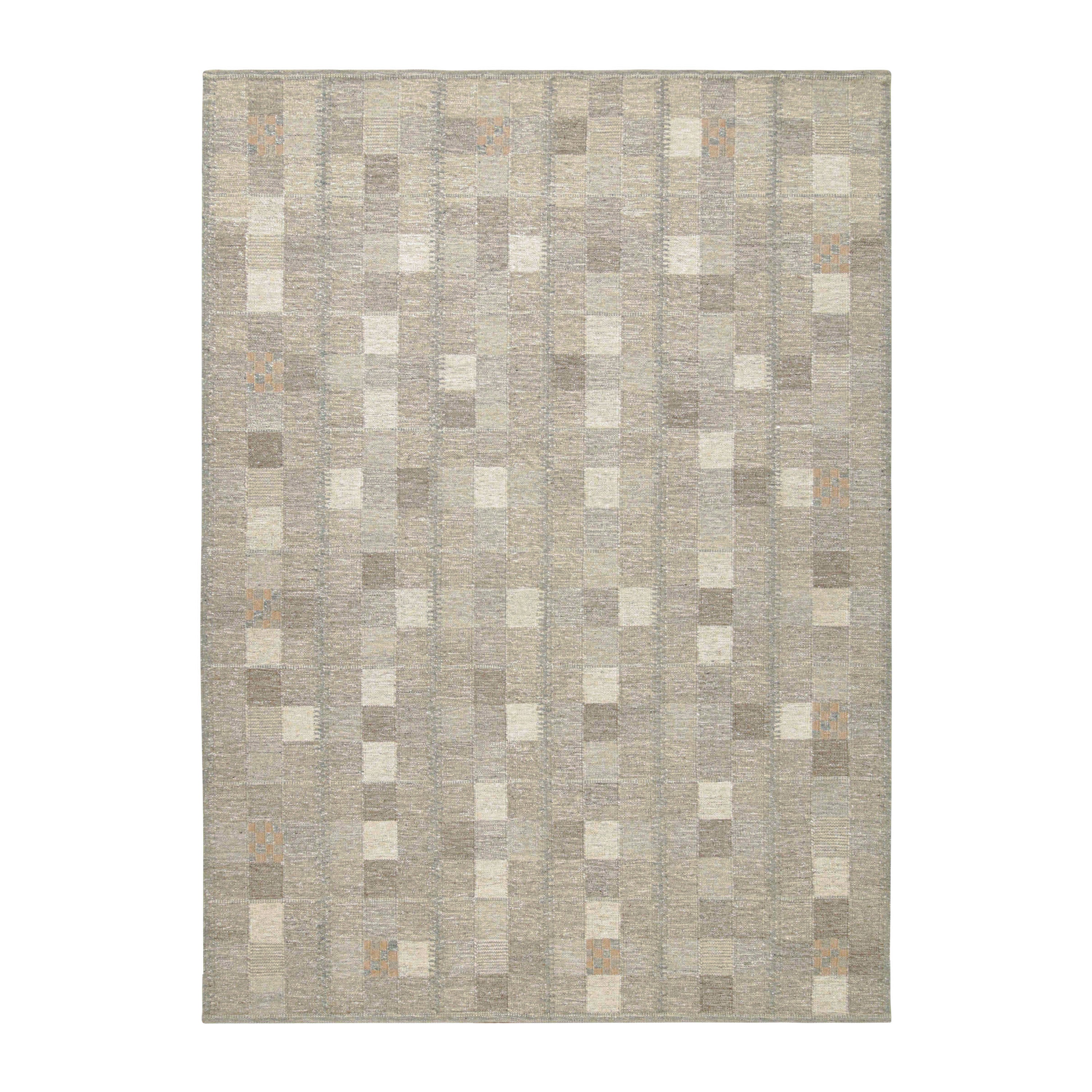 Rug & Kilim è un kilim in stile scandinavo con motivo geometrico grigio e grigio. in vendita