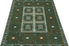 Rug & Kilim’s Scandinavian Style Kilim in Teal, Grey & Brown Geometric Patterns