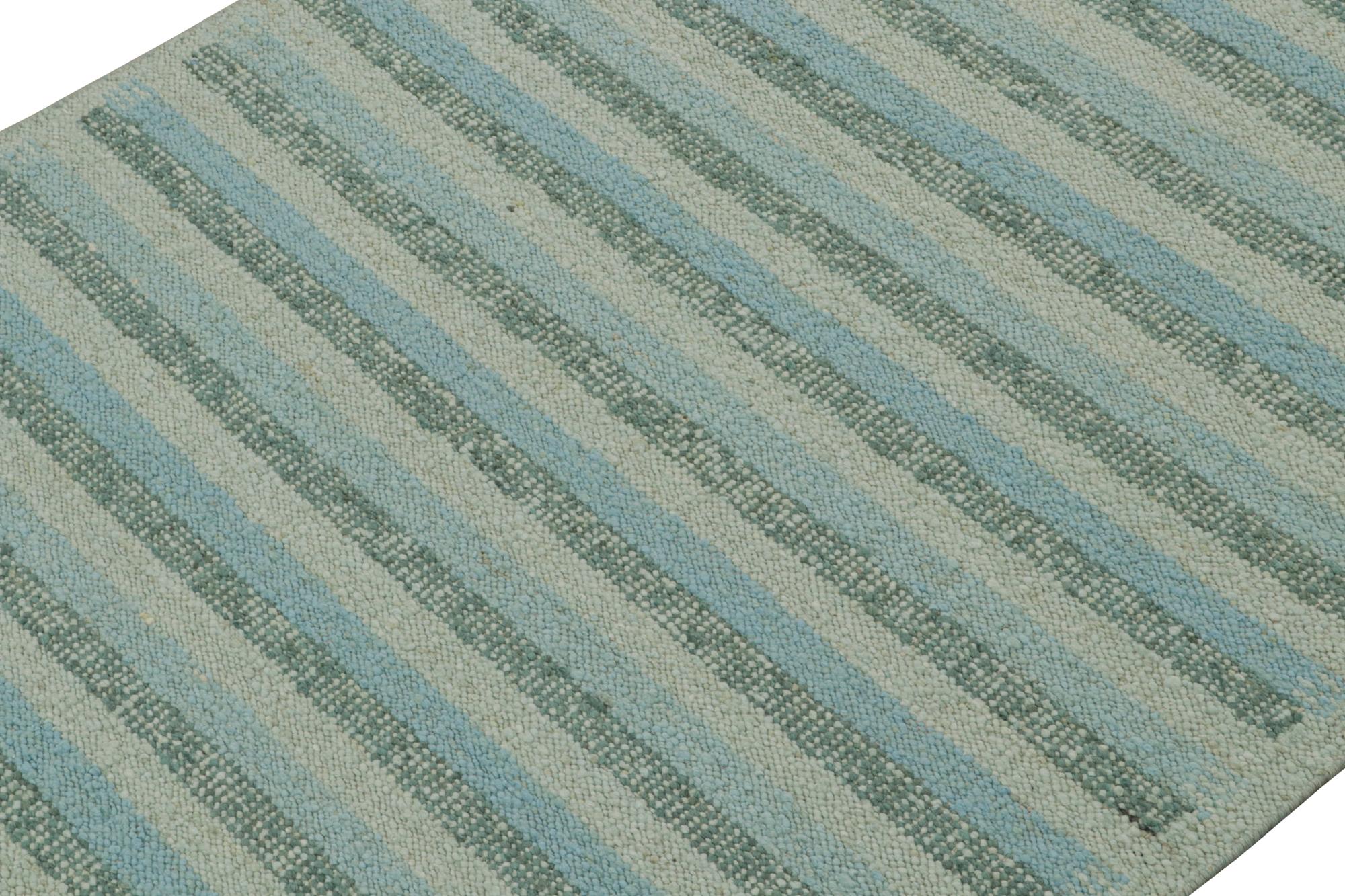 This 6x9 Swedish style kilim is from the inventive “Nu” texture in Rug & Kilim’s award-winning Scandinavian flat weave collection. Handwoven in wool.

Further On the Design:

This rug enjoys a boucle-like texture of blended yarns, and a look