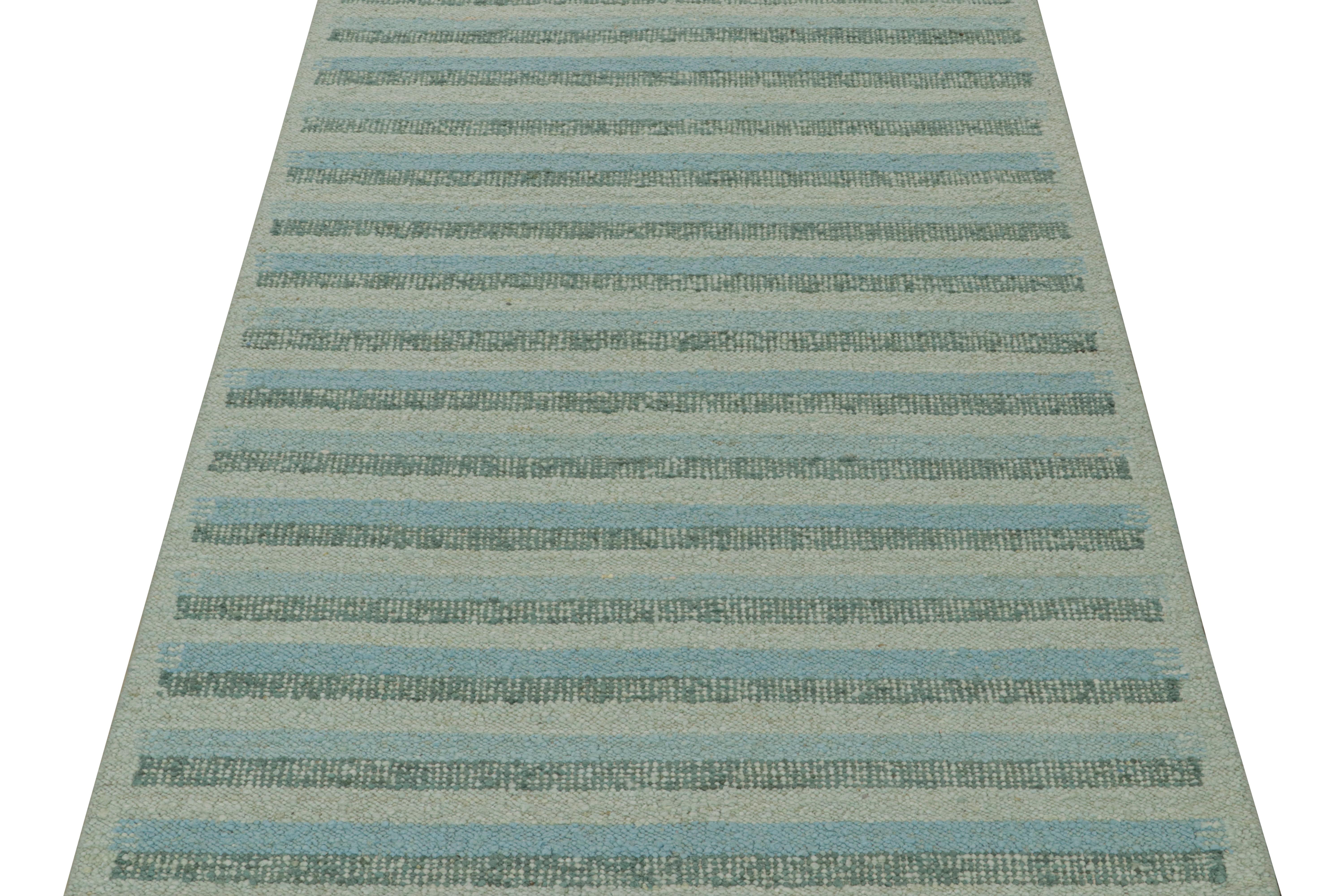 Hand-Knotted Rug & Kilim’s Scandinavian Style Kilim in Tones of Blue For Sale