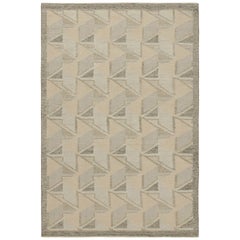 Rug & Kilim’s Scandinavian Style Kilim in White and Blue Geometric Patterns