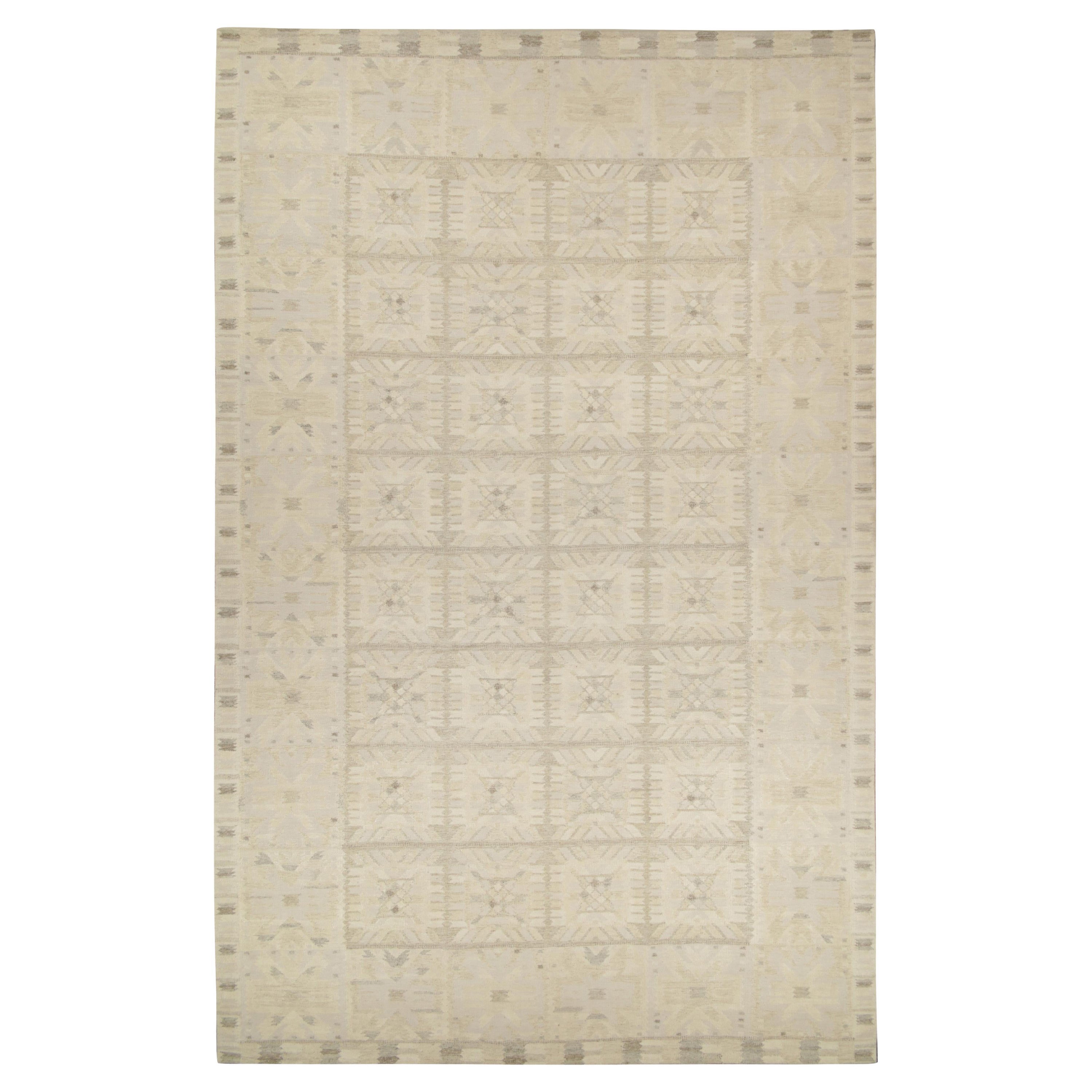 Rug
Kilim: Kilim in stile scandinavo con motivo geometrico bianco e grigio