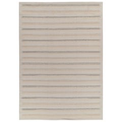 Teppich &amp; Kilims Skandinavischer Stil Kelim in Weiß, Beige und Grau gestreiften Streifen