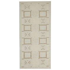 Rug & Kilim’s Scandinavian style Kilim in White & Beige-Brown Geometric Patterns