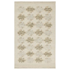 Rug & Kilim’s Scandinavian Style Kilim in White & Beige-Brown Geometric Patterns